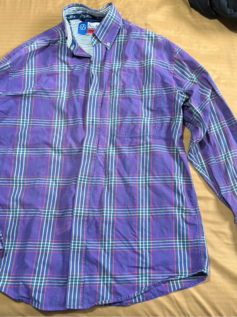 Wrangler George Strait Cowboy Cut Men’s M Purple Plaid Western Shirt